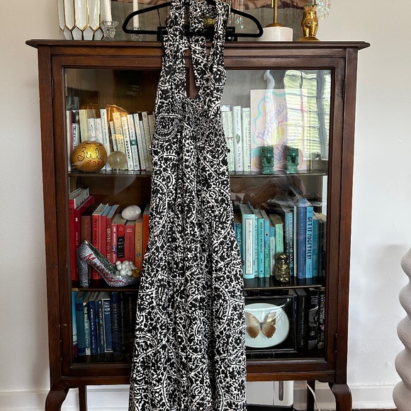 ME+EM Light Cream and Black Cheesecloth Paisley Print Maxi Dress - Size 6 - Picture 3 of 5